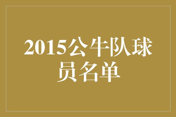 2015公牛队球员名单