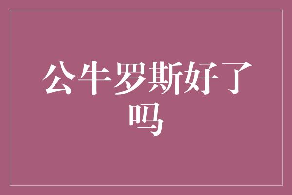 公牛罗斯好了吗