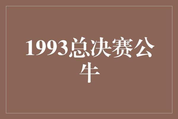 公牛队!重回经典,回顾1993年总决赛公牛辉煌时刻
