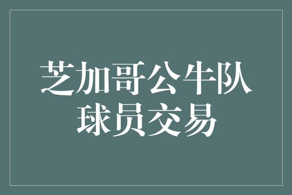 公牛队！芝加哥公牛队掀起球员交易风暴，注入新鲜血液