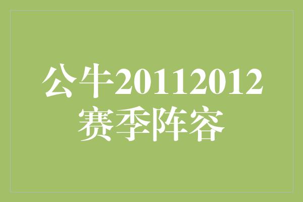 公牛20112012赛季阵容