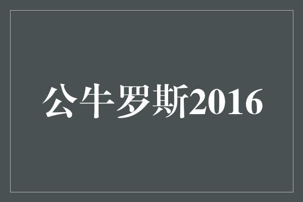 公牛队!重返巅峰,公牛罗斯2016再度崛起