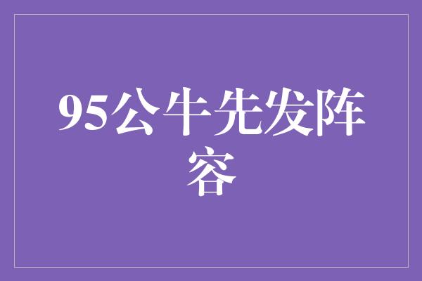 公牛队！青春焕发！探索95公牛先发阵容的辉煌历程