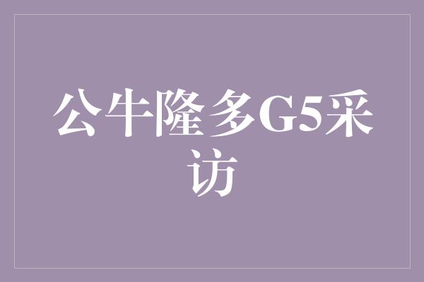 公牛隆多G5采访