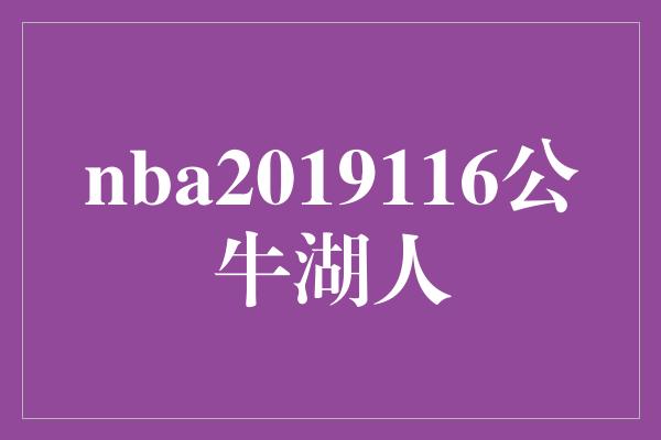 nba2019116公牛湖人