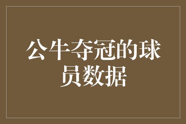 公牛队！公牛夺冠的球员数据 壮丽岁月中的传奇统计