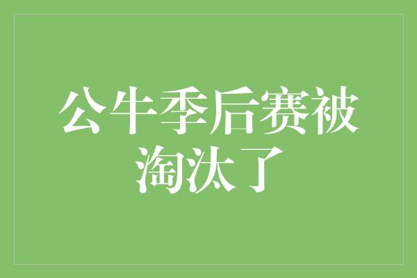 公牛季后赛被淘汰了