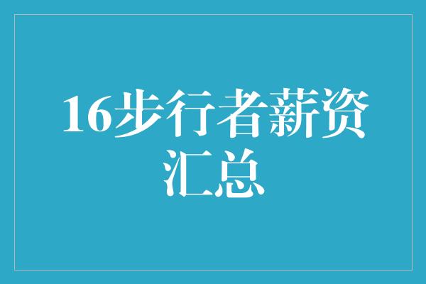 16步行者薪资汇总