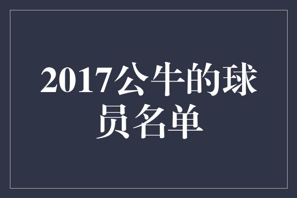 2017公牛的球员名单