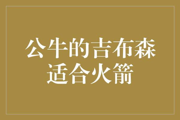 公牛队！公牛的吉布森适合火箭