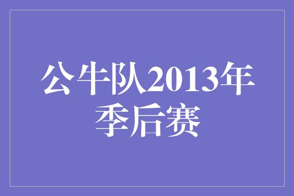 公牛队2013年季后赛