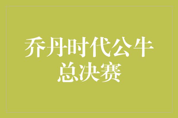 乔丹时代公牛总决赛